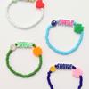 BONBEAU Color Pop Smile Initial Beads Bracelet Kitsch Motif Color Smile Charm Initial Bead Bracelet