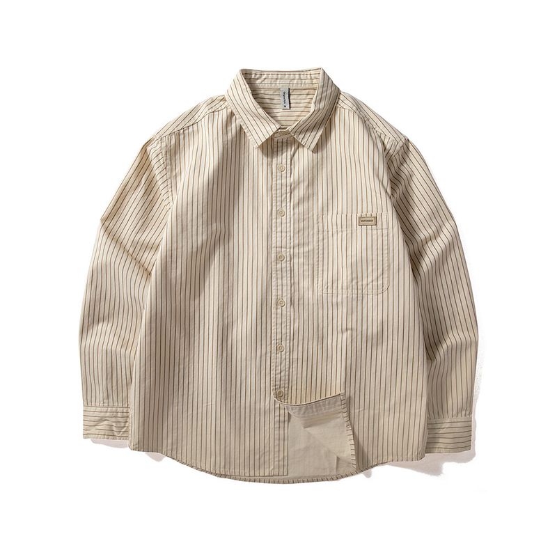Stripes Shirt Men's Long Sleeves 2024 Autumn New Arrival Loose Casual Top Fashion Brand Trend Work Clothes Shirt Thin Coat