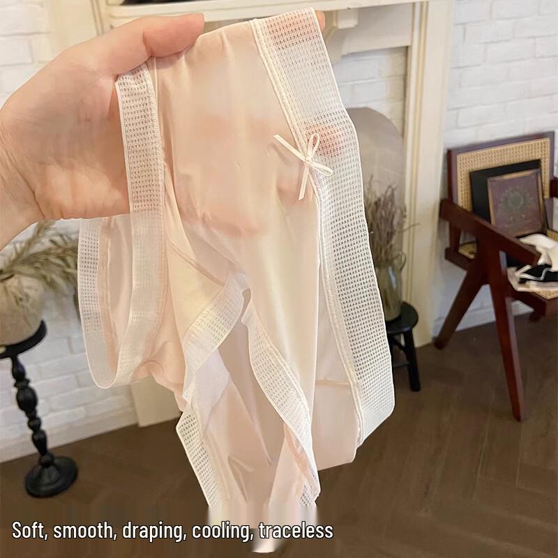 Women's Modal Ice Silk Seamless Lace Mid-Waist Briefs (4-Pack)