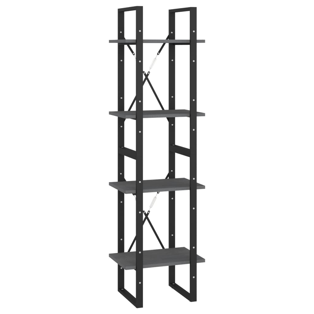 Bookshelf 4 Shelves Grey 40 x 30 x 140 cm Solid Pine Wood