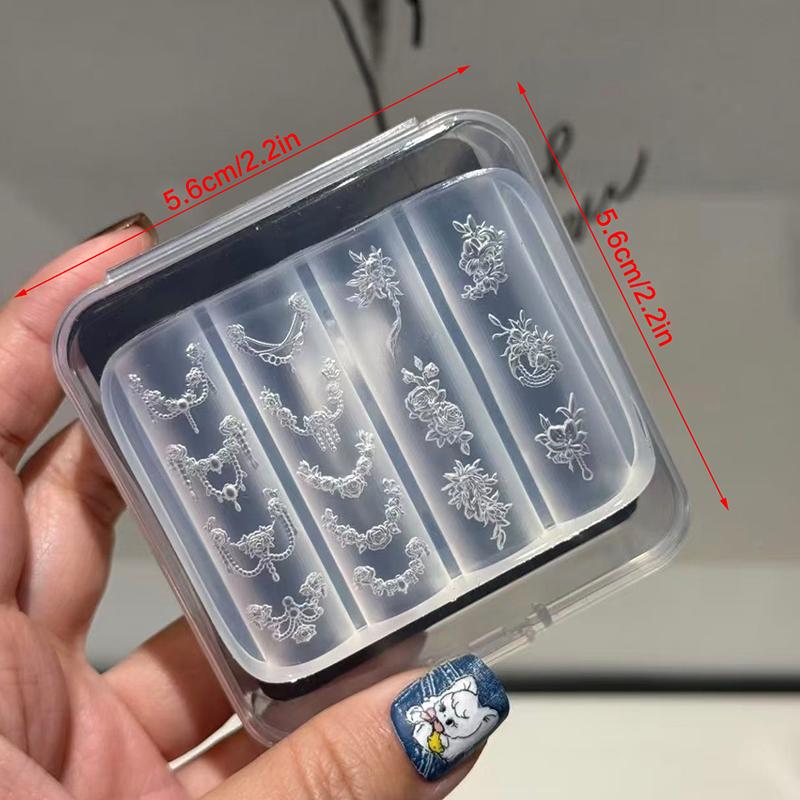 Clear Silicone Nail Flower Chains Carving Bow Mold Nail Decorations Nails Diy Design Stereoscopic Stamping Plate Manicure Tools