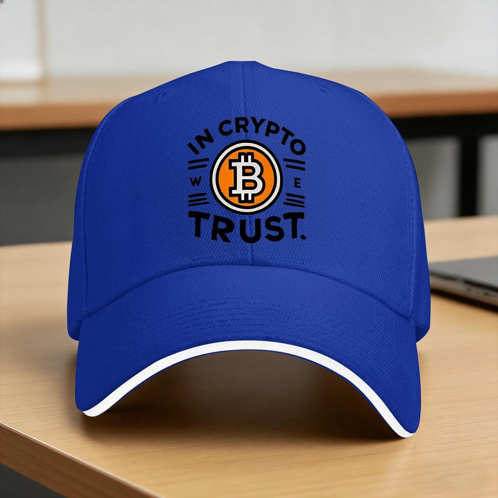 In Crypto We Trust Bitcoin Casual Baseball Cap Hiking Fishing Trucker Hat Summer Sunscreen Unisex-Teens Streetwear Baseball Cap