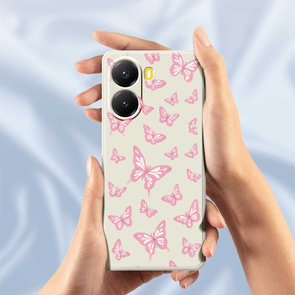 For Xiaomi Redmi Turbo 4 5G/Poco X7 Pro 5G Case Pink Butterflies Pattern Printing Straight Edge TPU Phone Back Cover