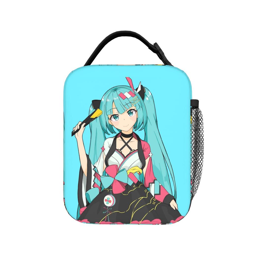 Hatsune Miku Manga Insulated Lunch Bags High Capacity Reusable Thermal Bag Tote Lunch Box School Picnic Bento Pouch