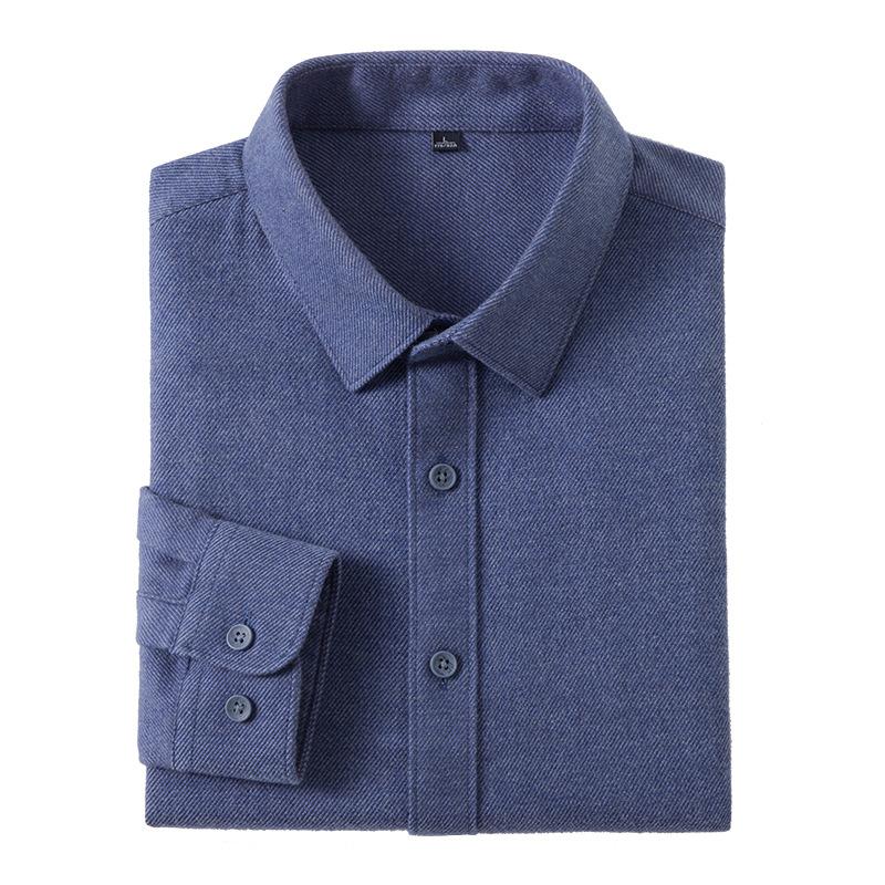 Camicia da Uomo, Camicia Calda in Lana, Manica Lunga, Camicia da Pendolare per Mezza Età, Primavera e Autunno, Business Casual