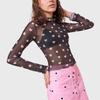 Women's Sexy Leopard Print Mesh Slim-Fit Bodysuit Top for Autumn/Winter