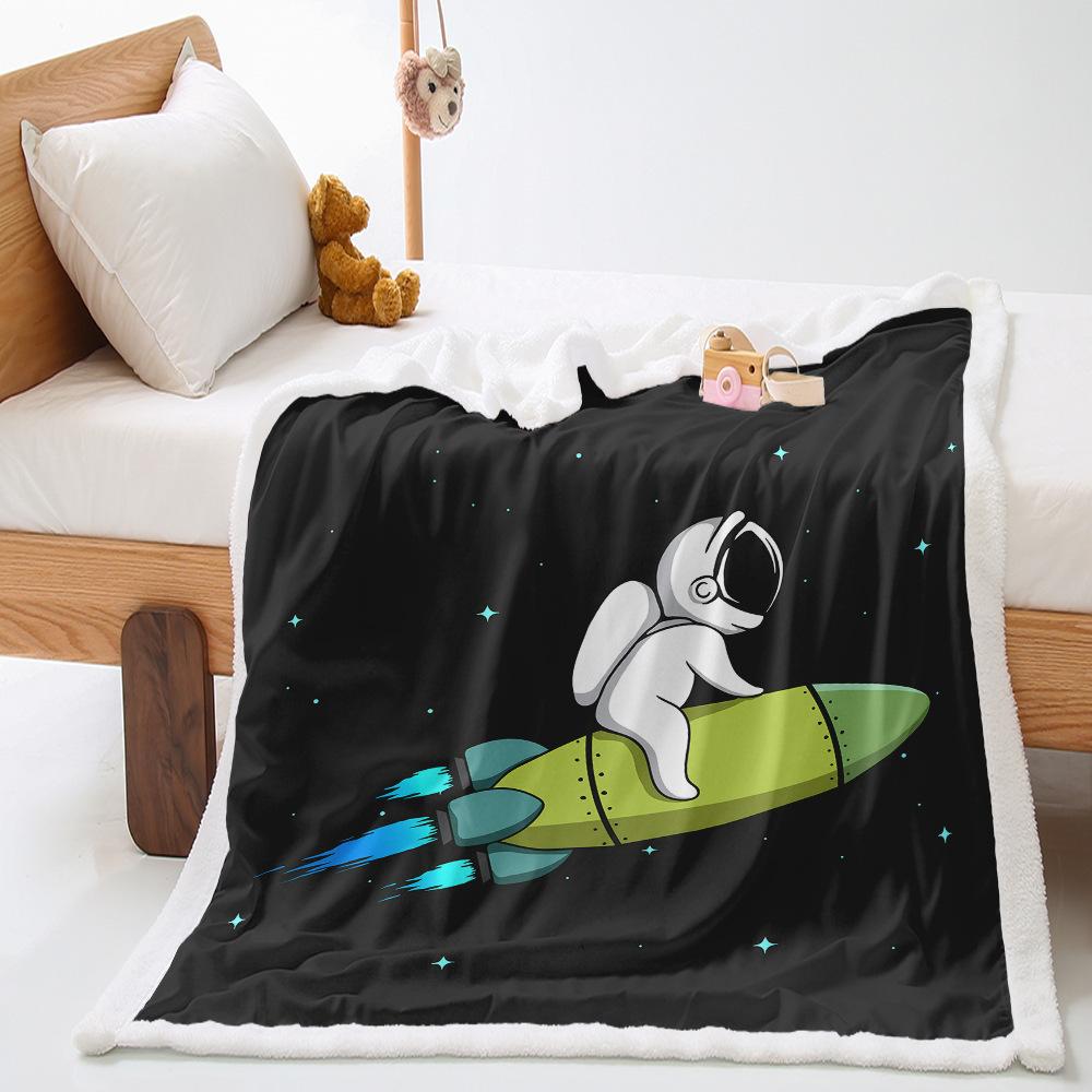 Astronaut 2D Digital Printing Thickened Lamb Wool Crystal Fleece Blanket Blanket