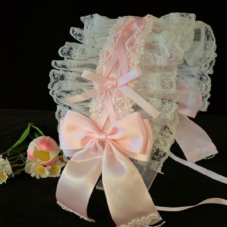 French Maid Headdress Bowknot Lace Headband Ruffle Lace Headpiece Lolitas Lace Bowknot Headwear Hair Accessories Gifts