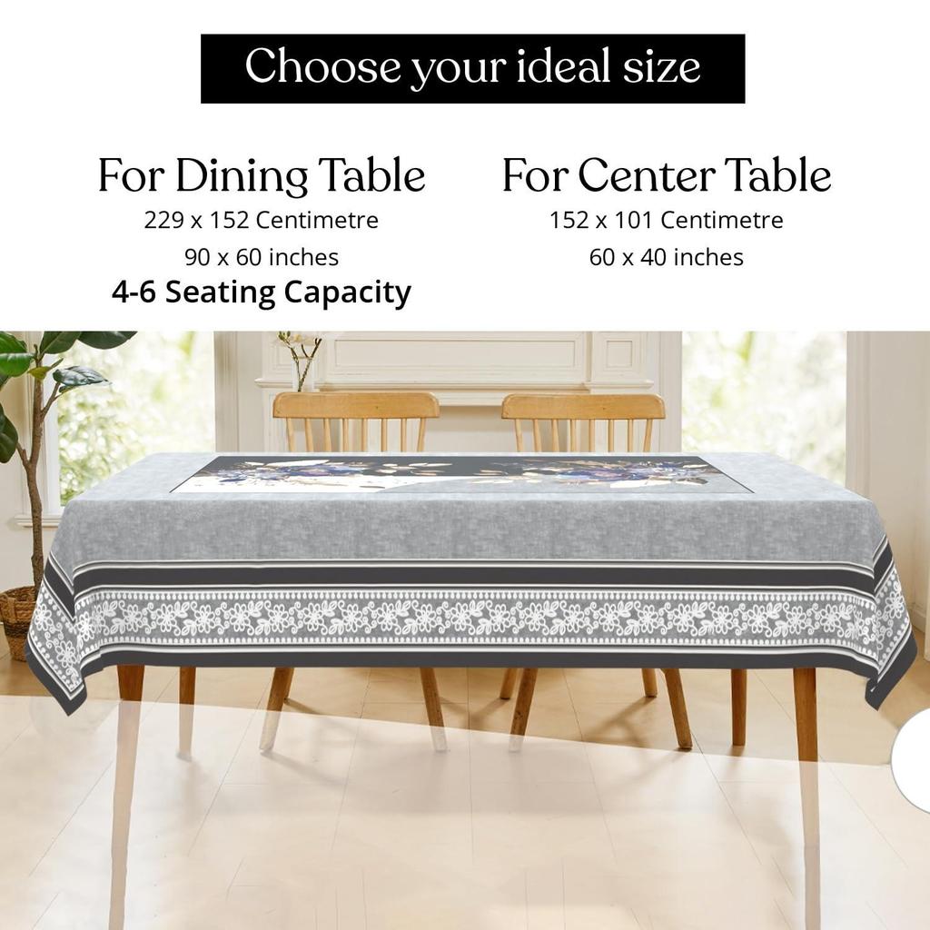 Velvet Floral Centre Table Cover Cloth, Table Cloth with Stunning Gold Foil Design for Living Room (40x60 Inch, Black)