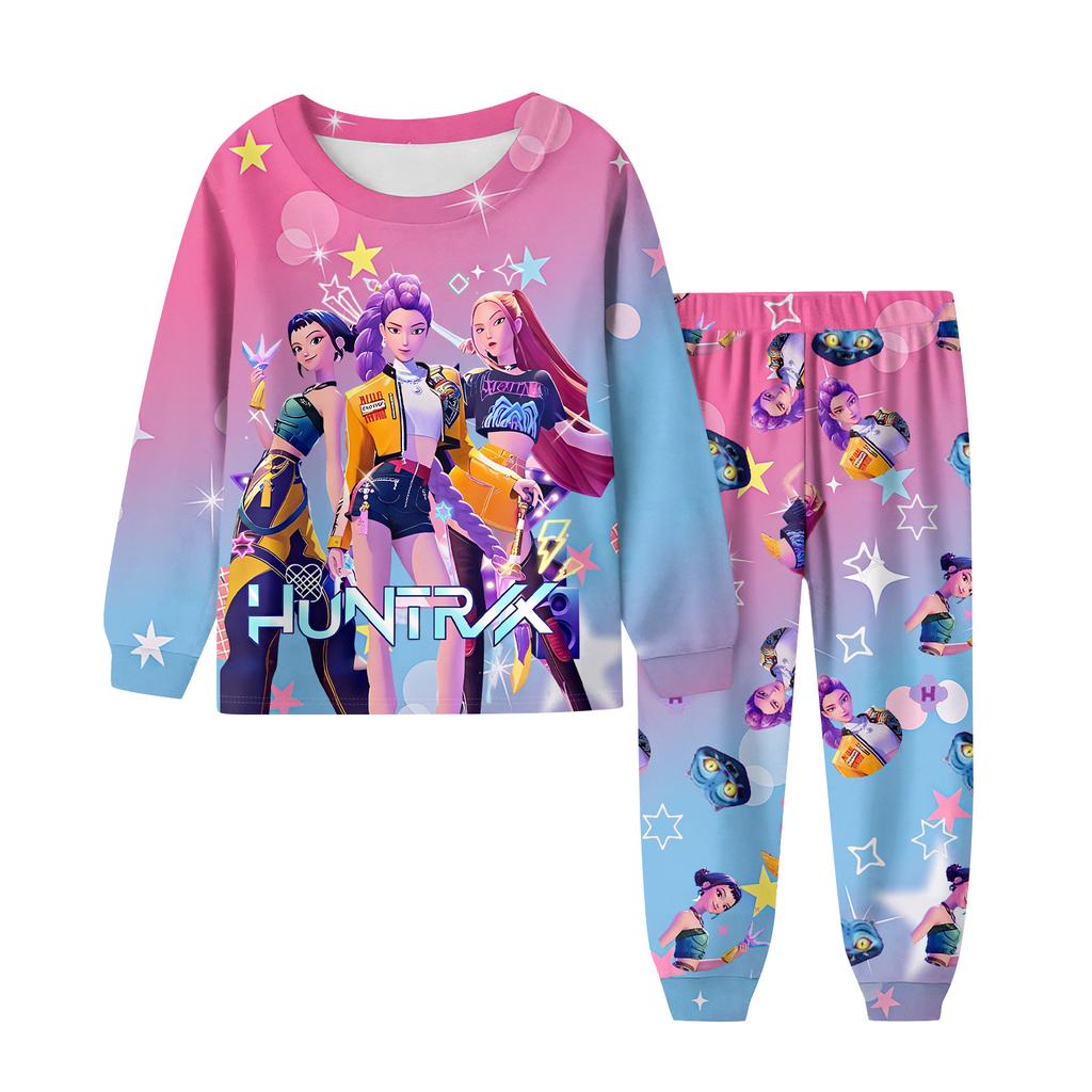 Children's Fashion Suit Skirt Round Neck Long Sleeve Top Pants
