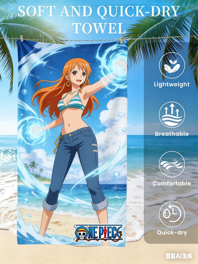 One Piece Monkey D. Luffy Beach Towel, Anime Fans Exclusive Limited Edition Pirate Themed Bath Towel for Beach, Pool & Bathroom