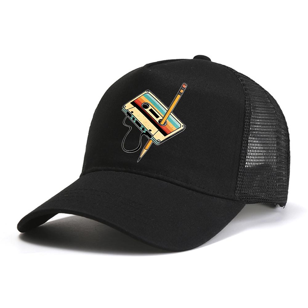 80s Cassette Tape Dad Cap Retro Music Adjustable Hat Vintage Design Unisex breathable Baseball Cap Casual Outdoor mesh sun Hat