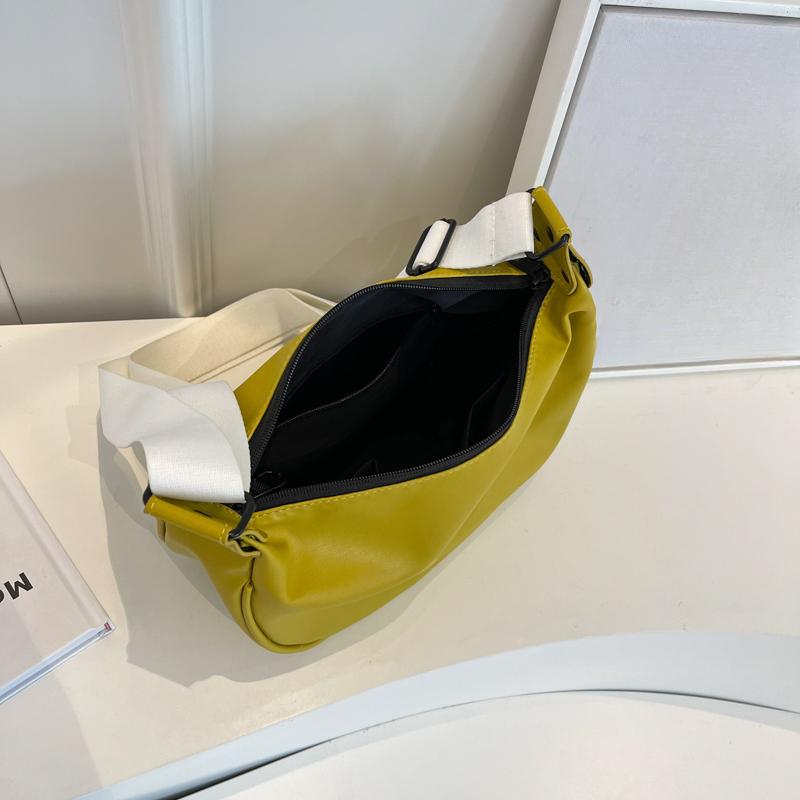 Women Vintage Solid Color Flap Small Saddle Shoulder Underarm Bag Fashion PU Leather Casual Crossbody Bag