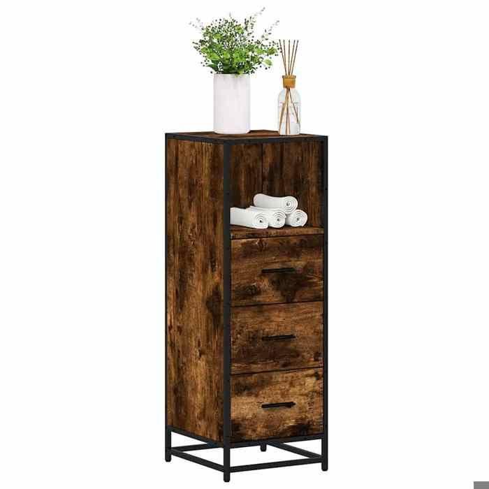VidaXL Bathroom Cabinet Smoked Oak 35x37.5x100cm Engineered Wood, Bathroom Storage Cabinet, Room Cupboard 849251