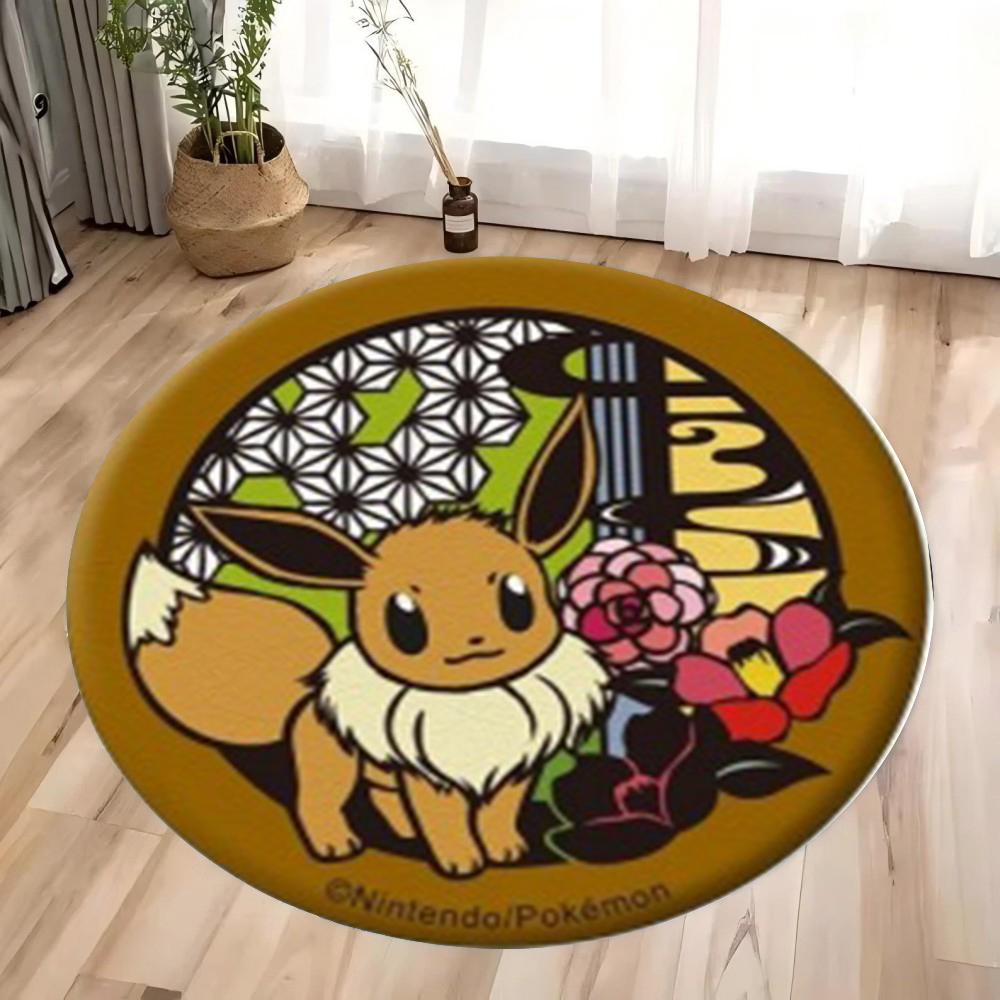 Pokemon Elves Round Rug for Living Room Sofa Decor Bedside Soft Rug Hanging Basket Nonsilp Mat Game Room Chair Floor Mat