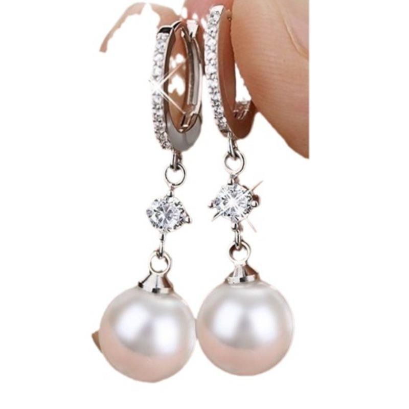 Exquisite Two Wear Zircon Ear Buckles, Fashionable Light Luxury Atmosphere Elegant Women'S Pearl Earrings