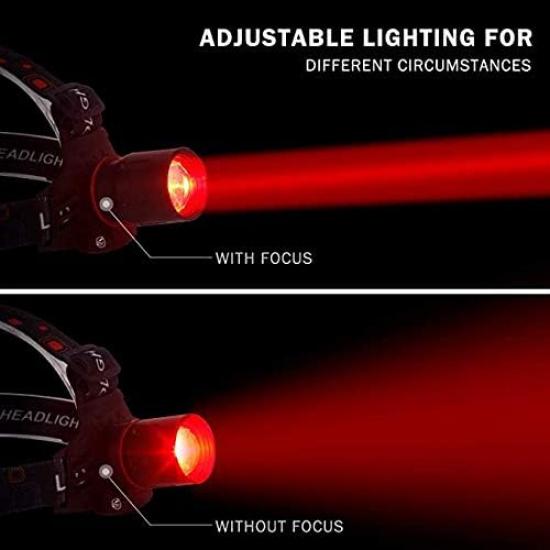 Hunting Headlamp Red Light Rechargeable, 1000 Lumens Red LED Head Light Zoomable Red Light Headlamp Waterproof 3 Modes for Coon Hog Coyote Varmint