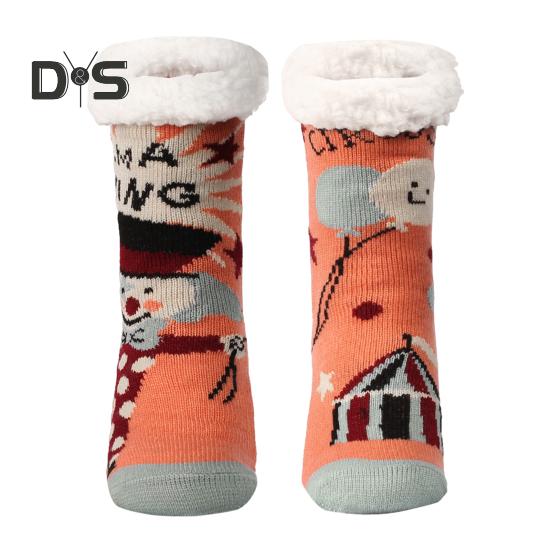 1 Pair Winter Floor Socks Thickened Fuzzy Plush Warmth Retention Christmas Print Leg Warmer Silicone Bottom Fall Winter Floor Socks Holiday Gift
