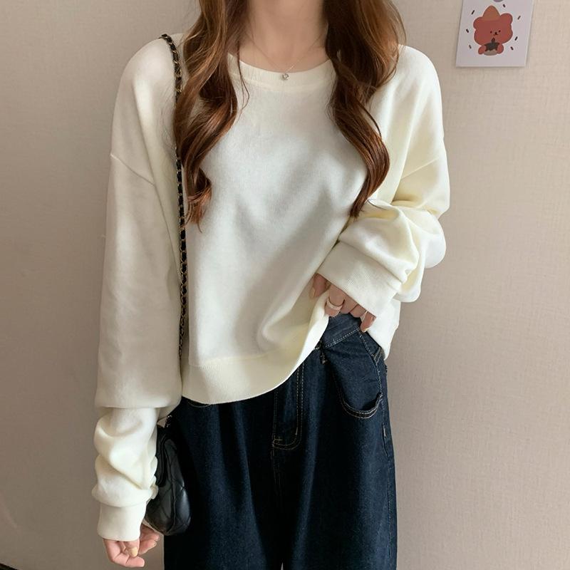 Korean Style Loose Fit Women's Hoodie - High Waist, Long Sleeve, Casual BF Look