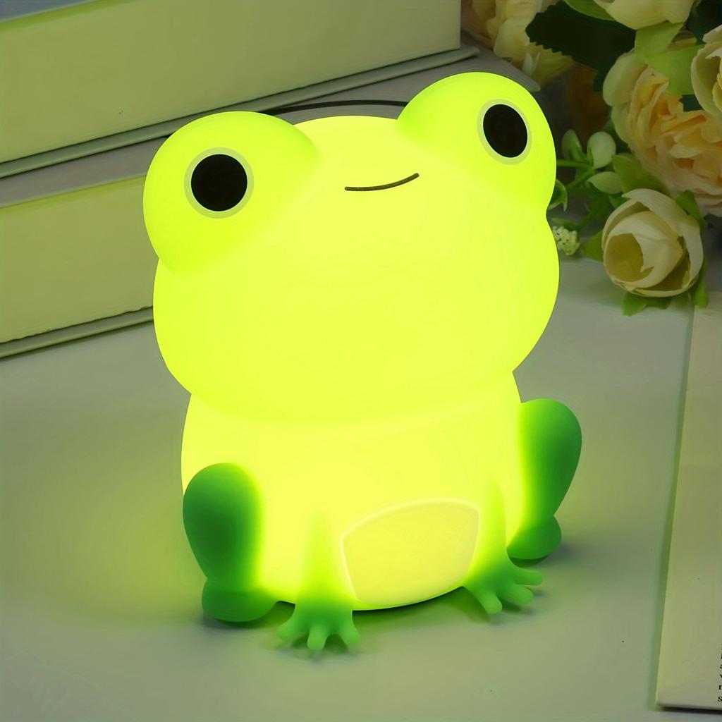 1pc Whimsical Frog Shaped LED Night Light 7 Color Changing,Timer Function, USB Rechargeable,Compact Tabletop Lamp for Bedroom, Living Room, or Office