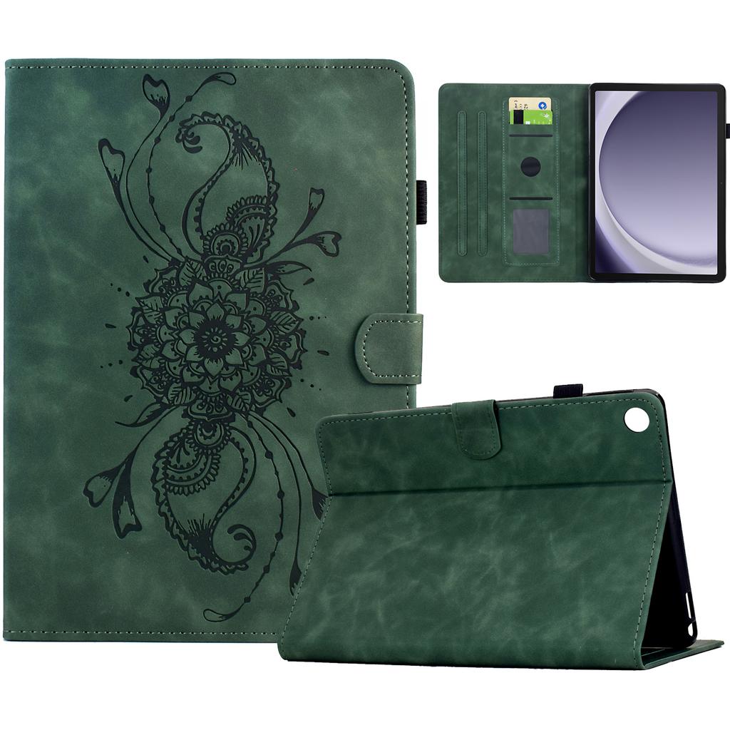 For Samsung Galaxy Tab A9+ Case Mandala Imprinted Leather Tablet Cover with Card Slots