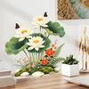 Weißer Lotus Wandaufkleber, Wasserdichte Selbstklebende Blumen Lotusblatt Wanddekor, Abziehen und Aufkleben Eleganter Lotus Aufkleber für Zuhause Schlafzimmer Badezimmer