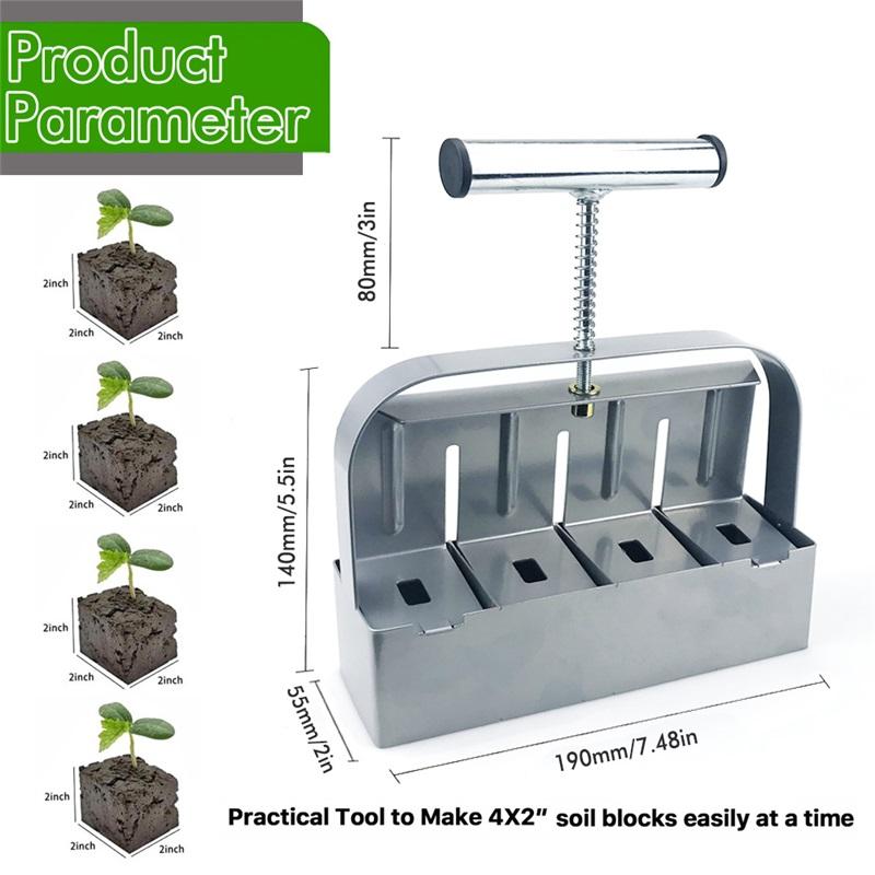Handheld Seedling 4 Soil Block Maker 2 Inch Soils Blocking Tool Used for Seedling Greenhouse Garden Supplies