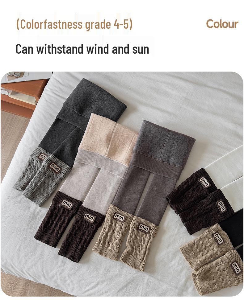 Girls' Autumn/Winter Fleece-Lined Stripe Leggings - Thick, Warm Nine-Point Pants