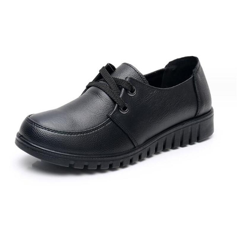 Spring Autumn Fashion Women's Shoes Woman Genuine Leather Wedge Casual Single Shoes Soft Sole Comfortable Mother's Flat Shoes