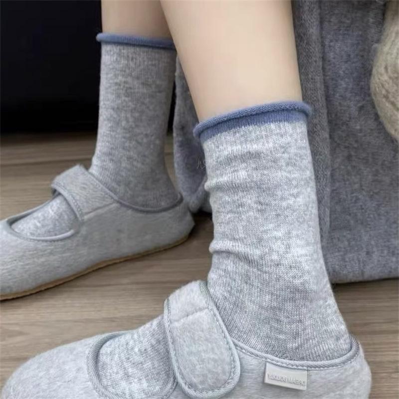 Socks Winter Festive Bow Red Thickened Warm Wool Socks Mid-Tube Socks Polka Dot Pile Socks