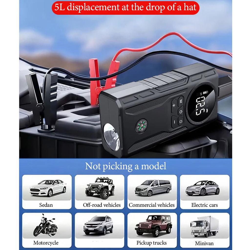Portable Digital Tire Inflator Pump High Efficiency Tire Fast Inflation Easy Storage for Car Starting Device Maintenance