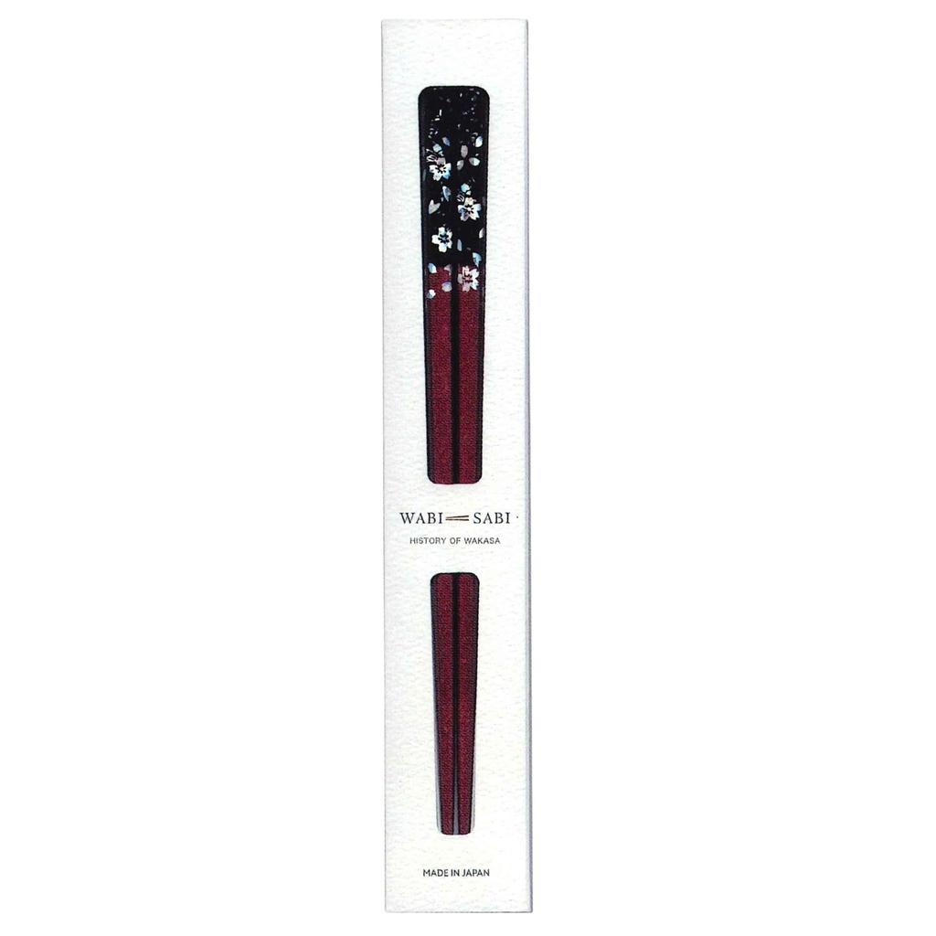 Tanaka Hashiten Aozakura 604480 Red Wabi-Sabi (Shellfish Chopsticks) No. 22.5cm