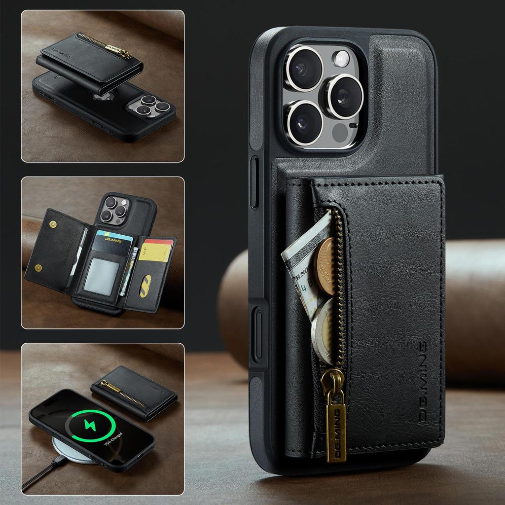 Odpinany na zamek magnetyczny skórzany portfel etui z podstawką na telefon dla iPhone 17 Air 16 15 Plus 13 12 Pro Max Samsung S25 S24 S23 Ultra Google Pokrowiec z przegródką na karty