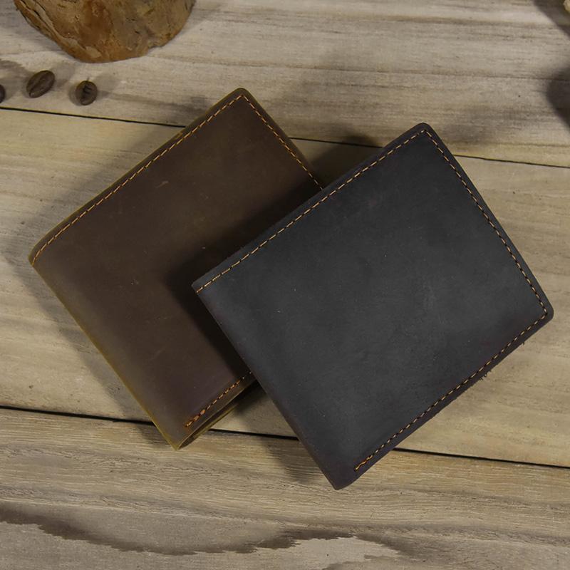 Newsbirds Einfaches Design Leder Kurzes Portemonnaie Für Männer Männlich Echtes Rindsleder Kurzes Kartenetui Mini Schlankes Portemonnaie Für Männer Herren Geldbörse Dünn