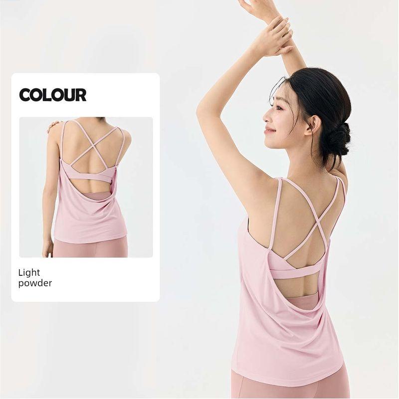 Foreign Trade Yoga Clothes With Chest Pad Fake Two-Piece Sexy Beauty Back Sports Quick-Drying Vest Cover up Loose Fitness Top Women