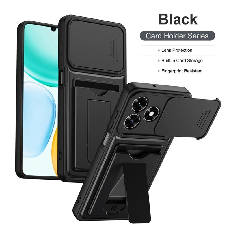 For Honor X5C X5D Plus Case multi-layer structure, shockproof cover with bracket, card slot, lens protection