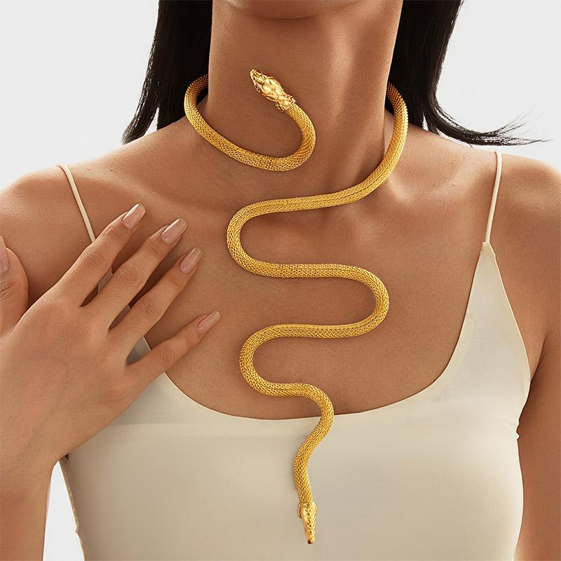 

Adjustable Metal Snake Hollow Chain Necklace For Women Fashion Jewelry Punk New Styles Bangle Wholesales Accessories Gifts C2075