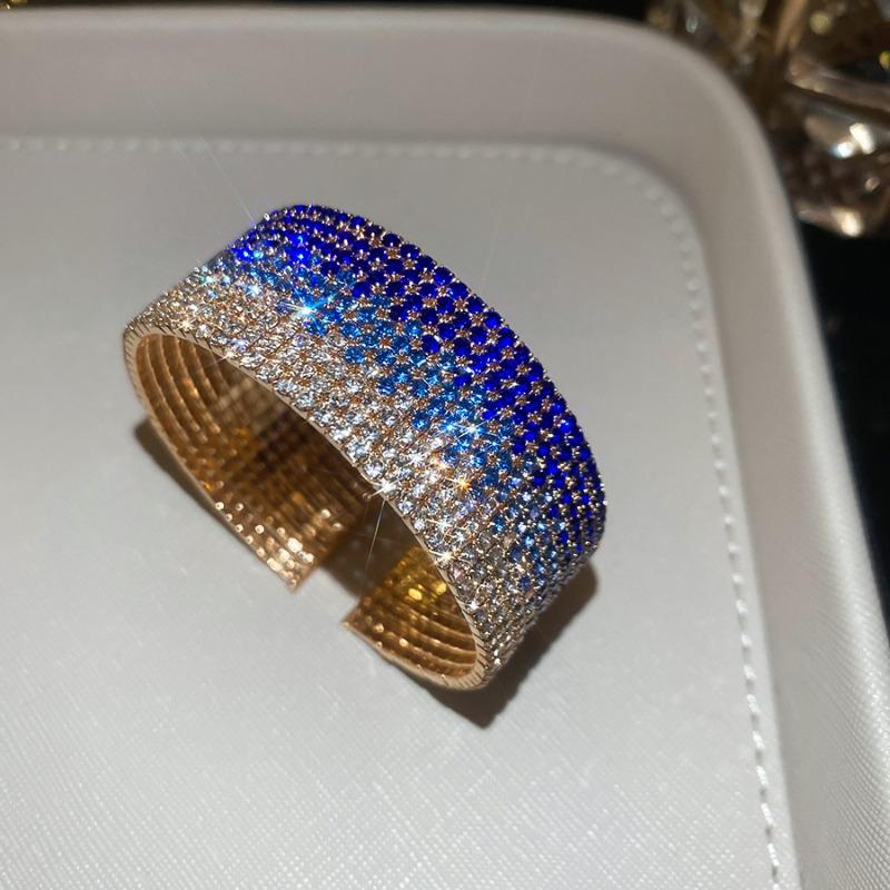 Diamond sparkle~ diamond-encrusted multi-layer round gradual change opening bracelet design sense niche bracelet fashionable exquisite jewelry