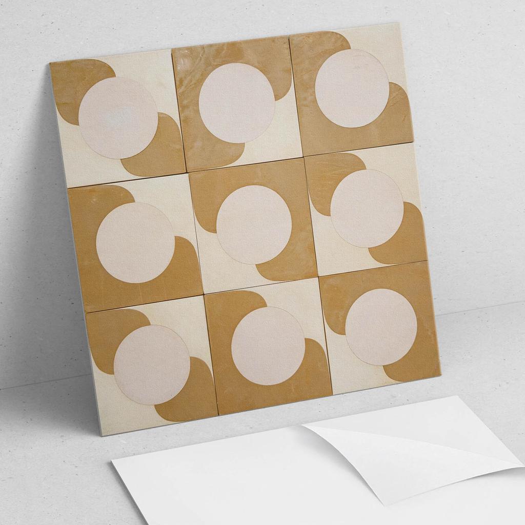 Set of Vinyl Tiles With Decor for Kitchen or Bathroom Geometric Circles and Arches 20X20X20 Cm