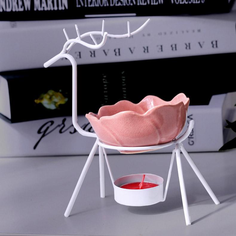 Arzător de tămâie de cerb din oțel inoxidabil Suport pentru lumânări Arzător de aromă Lampă cu ulei esențial Decor pentru camera de zi Ornamente de Anul Nou