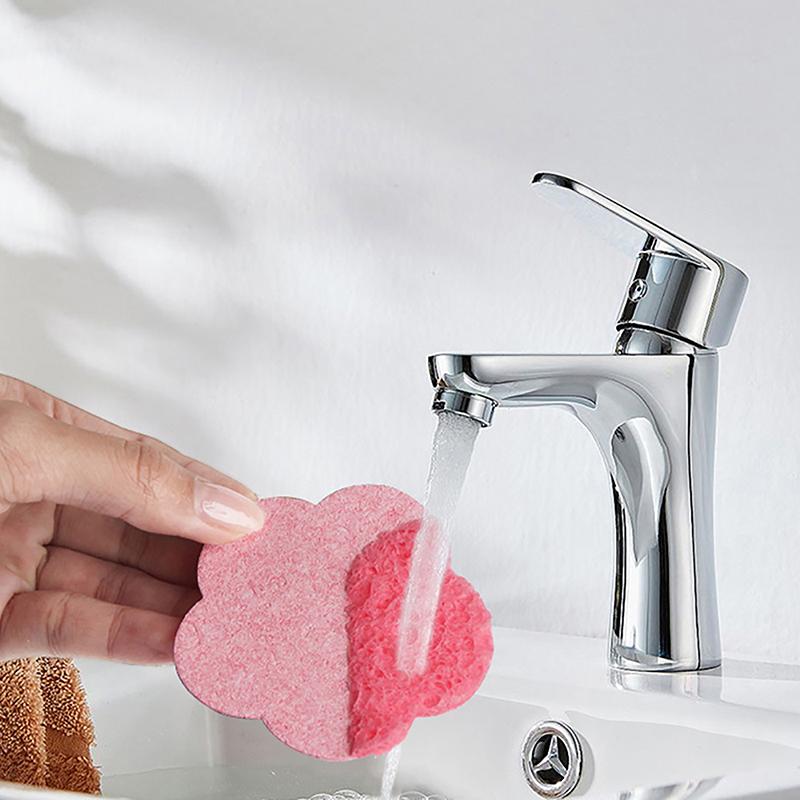 10Pcs Face Cleaning Sponge Pad Exfoliator Mask Facial Spa Massage Makeup Removal Thicker Compress Flower Heart Natural Cellulose