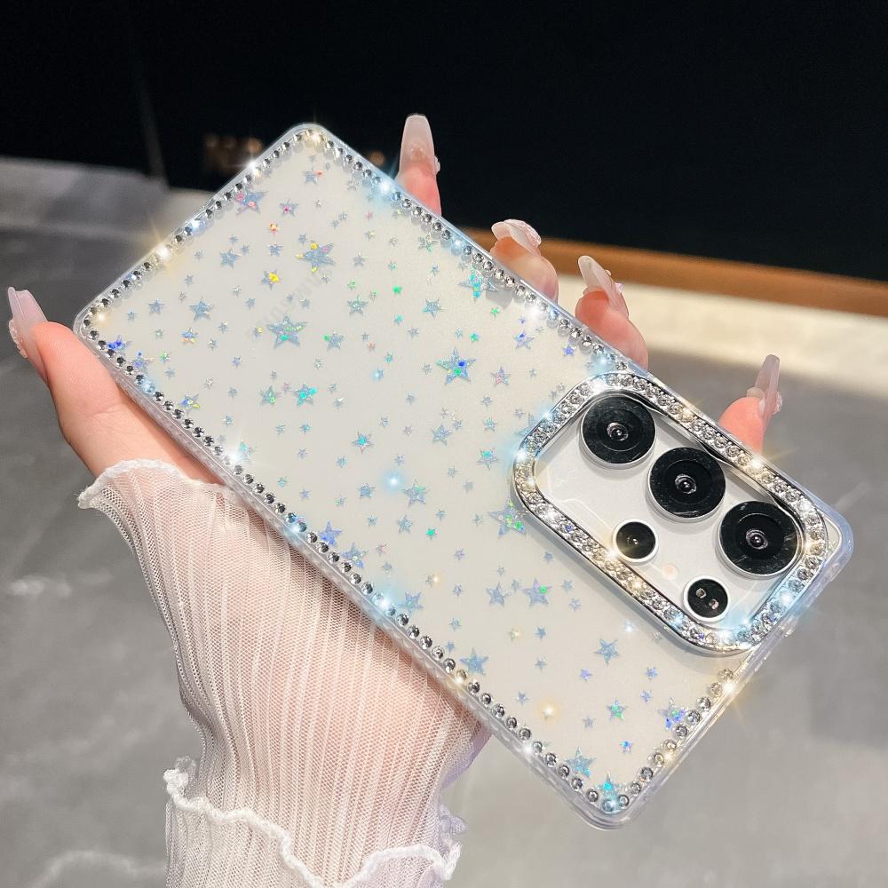 Luxus Helles Diamant Glänzendes Case für Samsung S25 S24 Ultra Plus FE S23Ultra A26 A16 A36 A56 A15 A35 A55 5G Aurora Pailletten Hülle