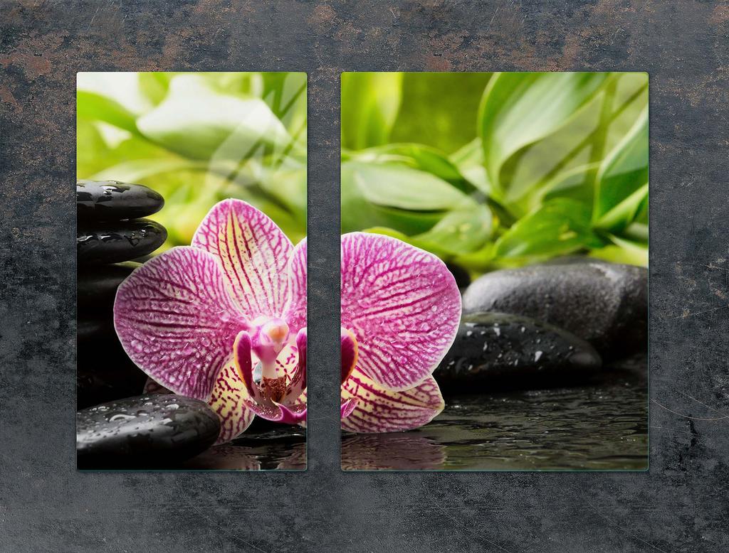 GLAS-KOCHFELD-SCHUTZPLATTE 70x52 ORCHIDEE