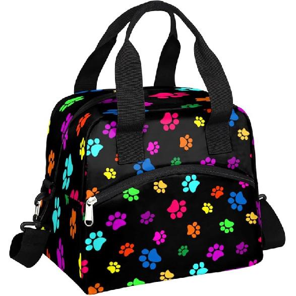 Funny Skull Lunch Bag Tote Bag Leakproof Cooler Bag Insulated Lunch Box with Front Pocket Water-resistant Thermal Lunch Bags with Shoulder Strap for