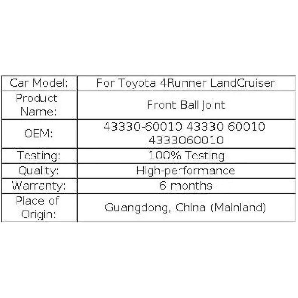 For Toyota 4Runner LandCruiser Front Ball Joint 43330-60010 43330 60010 4333060010