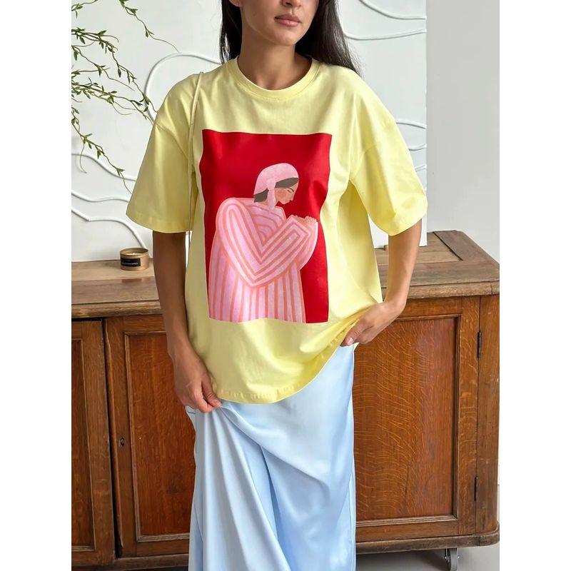 New Printed T-shirt Western Style New Fashion Casual Loose Round Neck Print Short Sleeve T-shirt Top