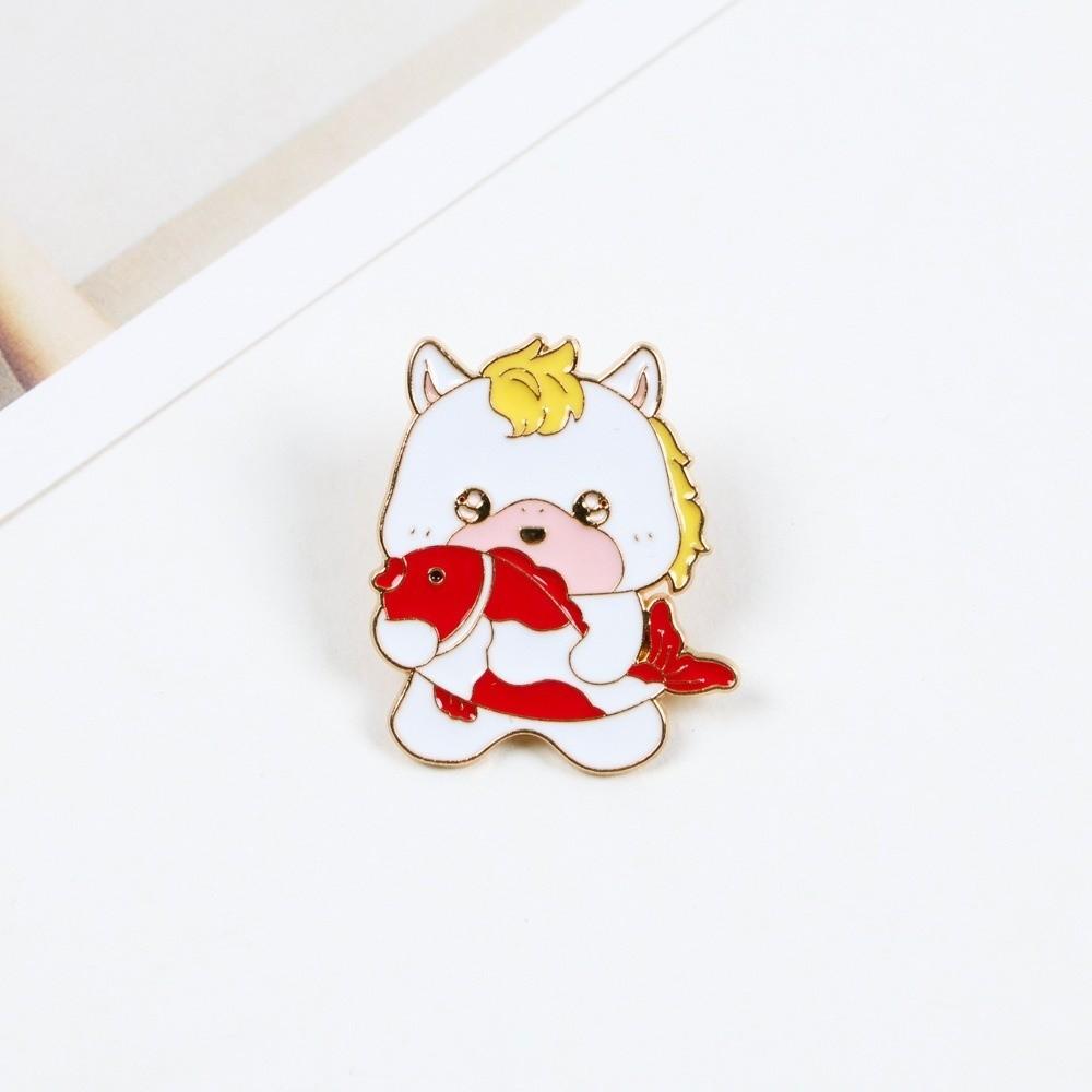 Cartoon Metal Steed Brooch Chinese Style New Year Lapel Pins Animal Brooch  Backpack Decoration