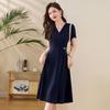 Women's Summer 2025 Short Sleeve V-Neck A-Line Dress, Waist-Slimming and Elegant Design (LX273)