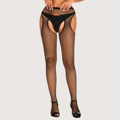Women, Erotic Lingerie Mesh, Erotic Stockings Tights, With Rhinestones, Sexy Garter Stockings, Pantyhose