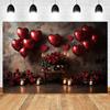 Romantic Valentine's Day Red Rose Love Candle Photography Banner Background, Indoor Scene Couple Photo Shooting Studio Backdrop